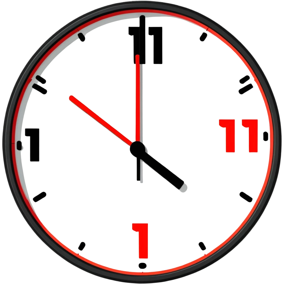 emoji with black background, '11:11' in red digital clock numbers, circular shape, no extra elements emoji