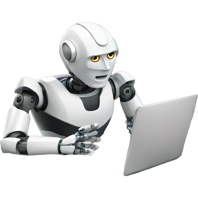a robot doing the homework of a student that is sitting next to him emoji