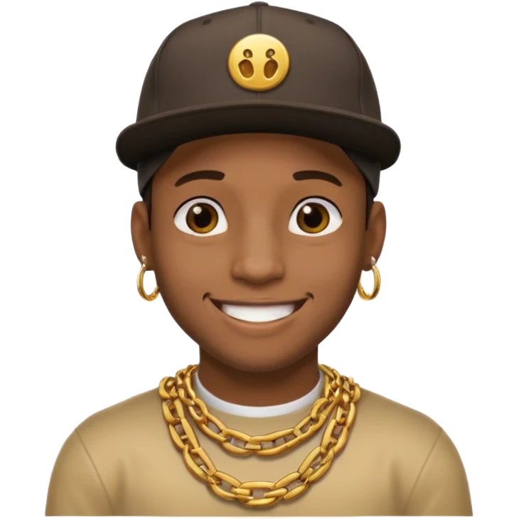 black guy with golden chains flesh tunnels and a snapback cap emoji