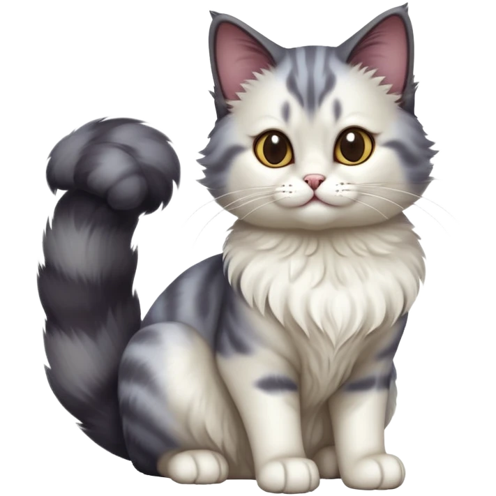 cinematic-[showshoe cat]-realistic-full-body-sitting-emoji,-tail-curled-playfully-around-its-paws,-head-tilted-dramatically,-fluffy-fur,-simplified-yet-realistic-focused-features,-highly-detailed,-glowing-with-an-almost-sarcastic-glow emoji