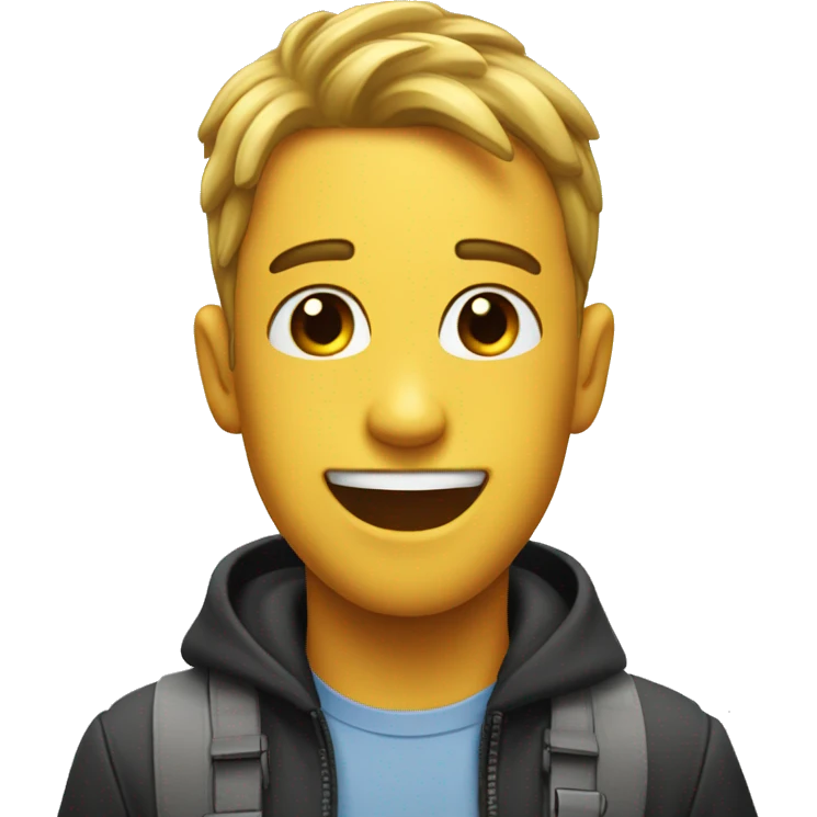 Excited for his flight back home : Face emoji only emoji