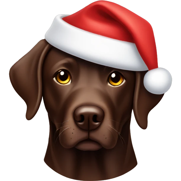 Chocolate lab in Santa hat emoji