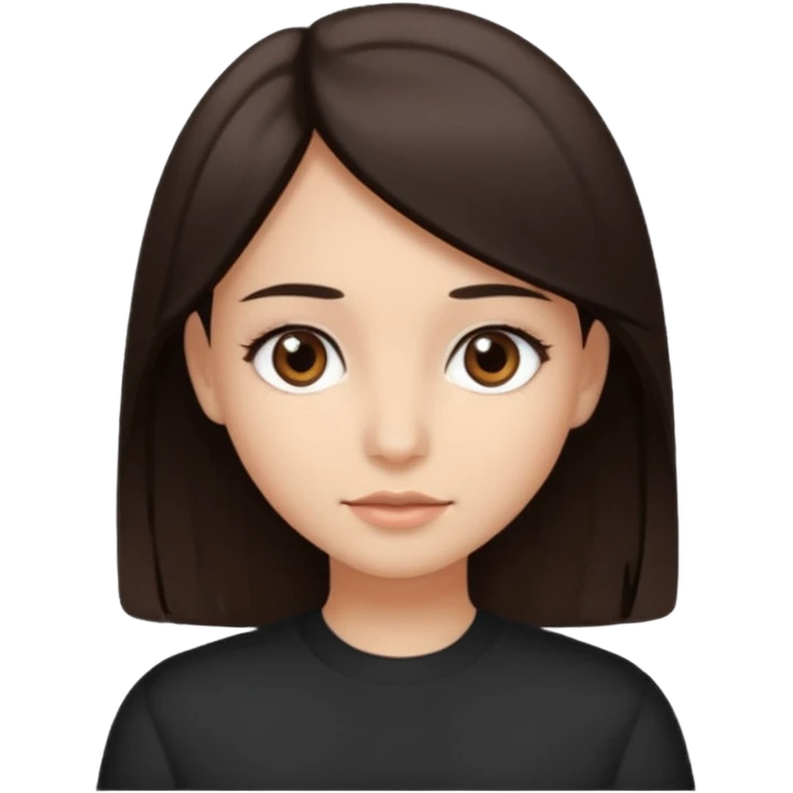 Can you make a girl with dark brown eyes with dark brown hair straight medium hair length emoji