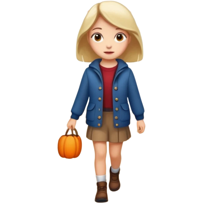 Girl walking through the woods during autumn emoji