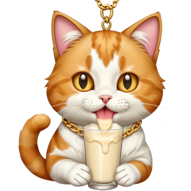Cat licks Milk with Gold Chain emoji