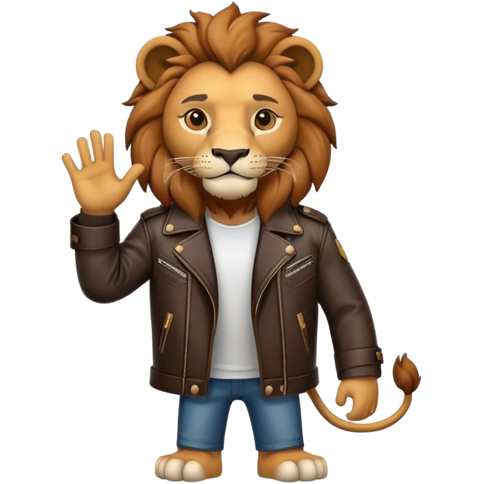 lion in a leather jacket, cool pose emoji