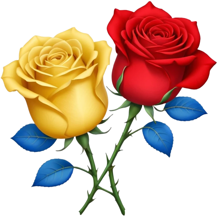 One Yellow 🌹 and one blue flower 🌹 on with red band  emoji