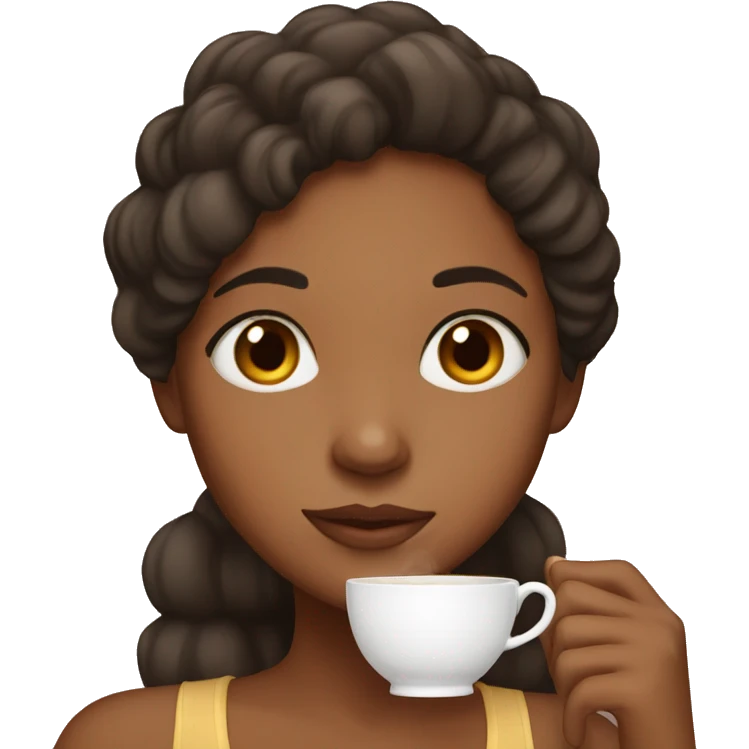 Brown girl drinking tea emoji