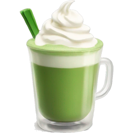 Matcha latte with whipped cream emoji