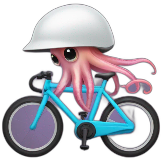 Squid wearing a bike helmet emoji