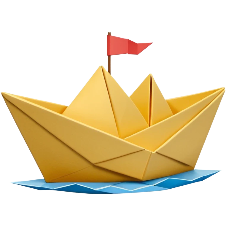3D render of Paper Boat made entirely of folded origami paper, sharp creases, cardboard texture, matte finish, visible paper grain, craft aesthetic, Apple emoji style, isolated on white background --v 6.0 emoji