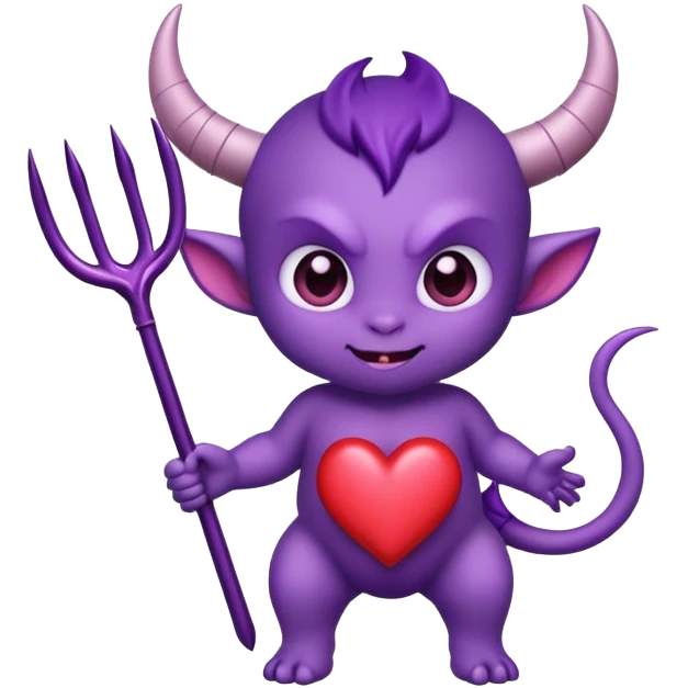 adorable baby demon with a tiny pitchfork and heart-shaped tail emoji