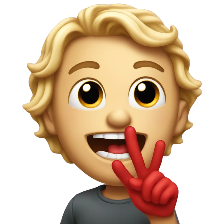 An emoji eating a red finger emoji