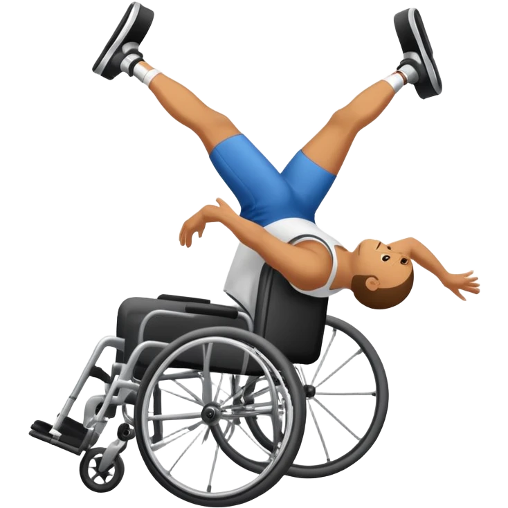 A person doing a backflip in a wheel chair that has boosters emoji