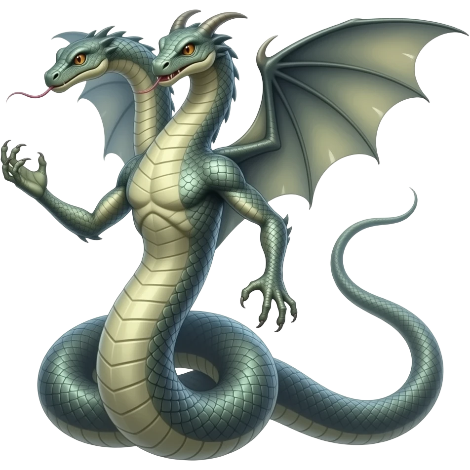serpent with wings and arms and two heads one in her tail emoji