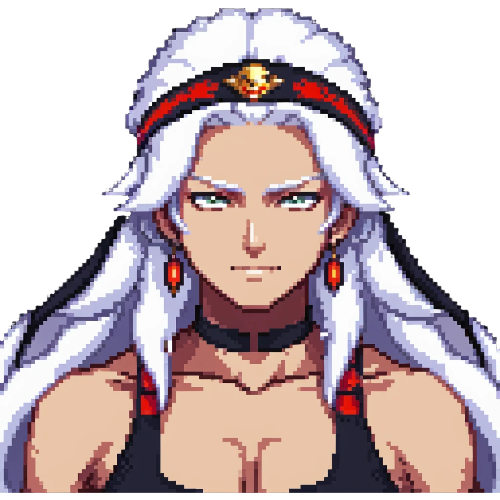 Tengen Uzui with a smirk, Sound Hashira from Demon Slayer, white hair, headband, muscular emoji
