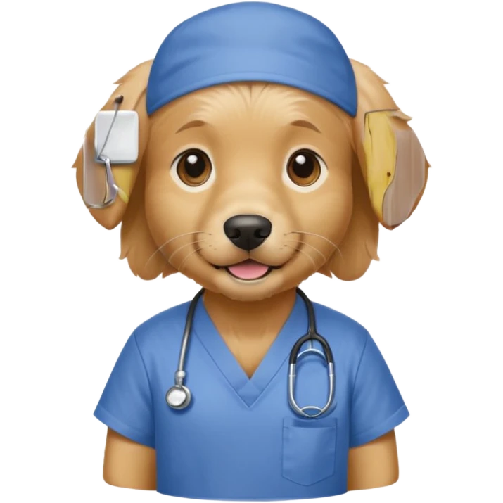 golden retriever wearing only scrubs emoji
