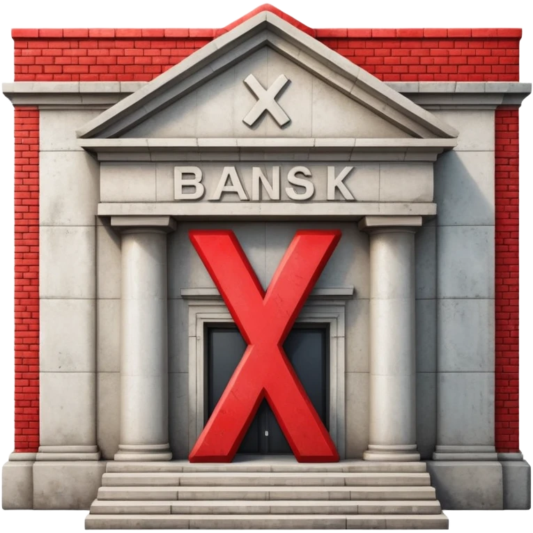 bank building with a single large red X over it emoji