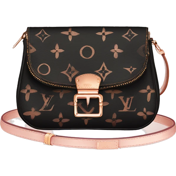 Black Designer Louis Vuitton bag with rose gold monogram and rose gold trim emoji