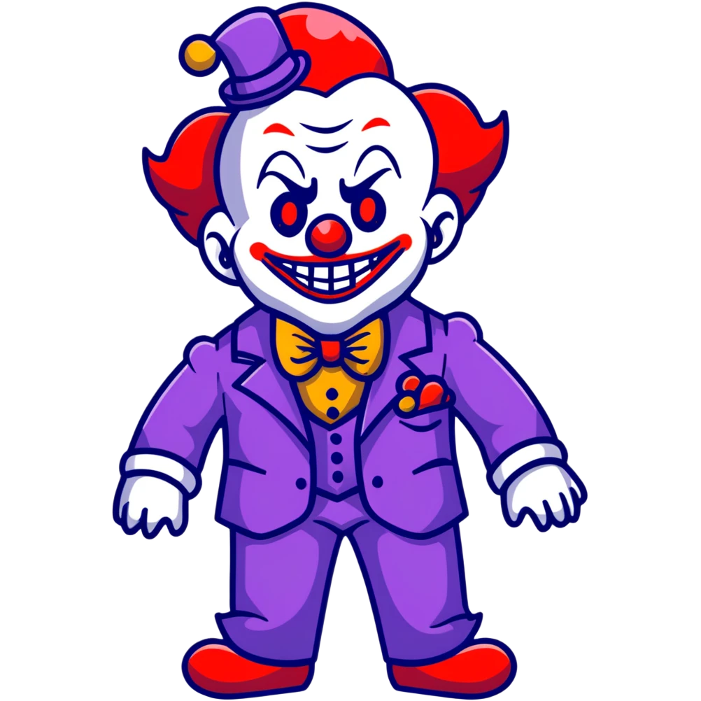 demonic clown wearing a leisure suit emoji