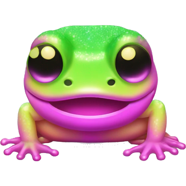 Two Kawaii neon glitter amphibian emoji    emoji