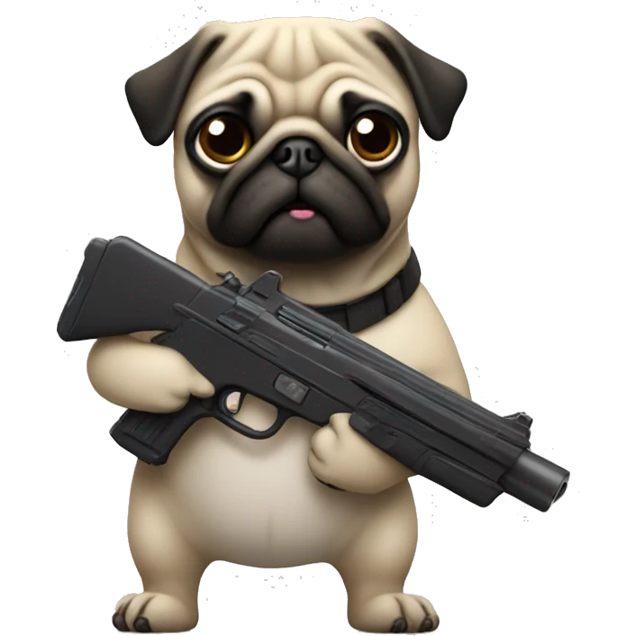 Pug holding a gun emoji