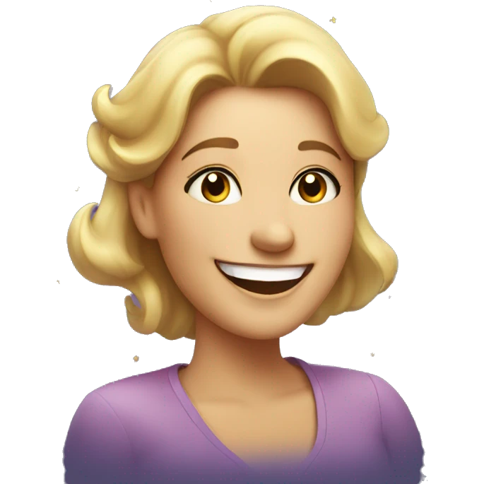 a very happy woman with a big smile and sparkling stars above her head emoji