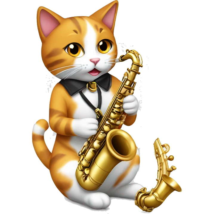 Calico cat playing saxophone emoji