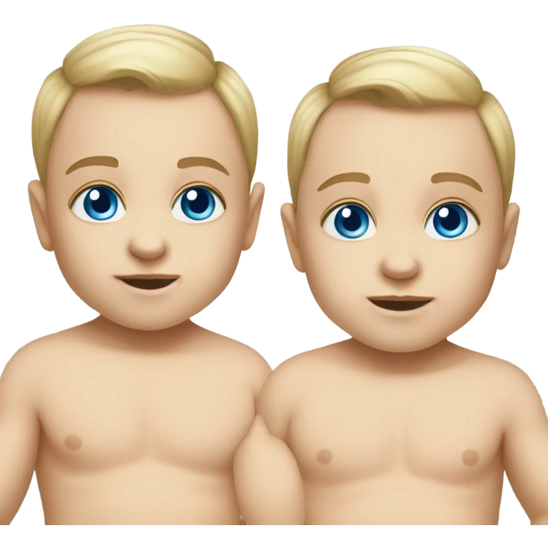 Caucasian twin baby boys blue eyes emoji