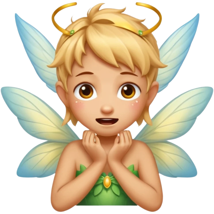 A little fairy, with wings,  , do more different emotional, she cry, smail  tayd , angry, hungry, emoji