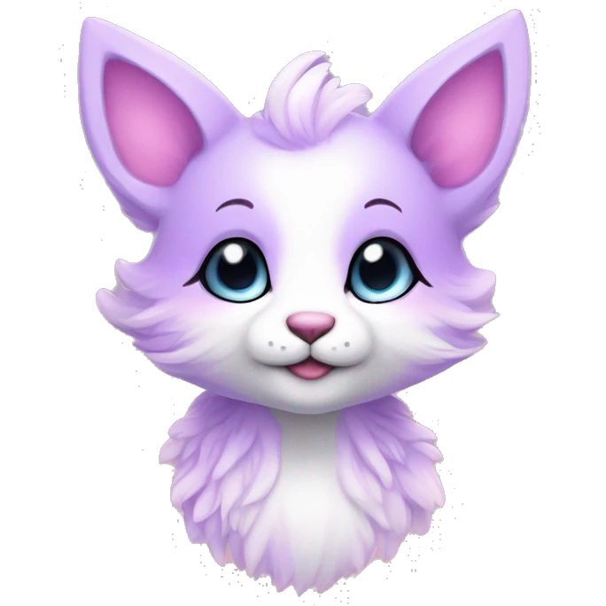 Kawaii colorful bright light pastel lilac-pink-white-gradient fantasy ethereal anthro fursona animal creature emoji