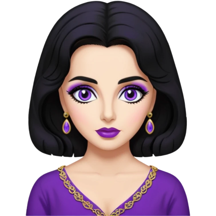 Elizabeth Taylor with violet eyes, black hair emoji