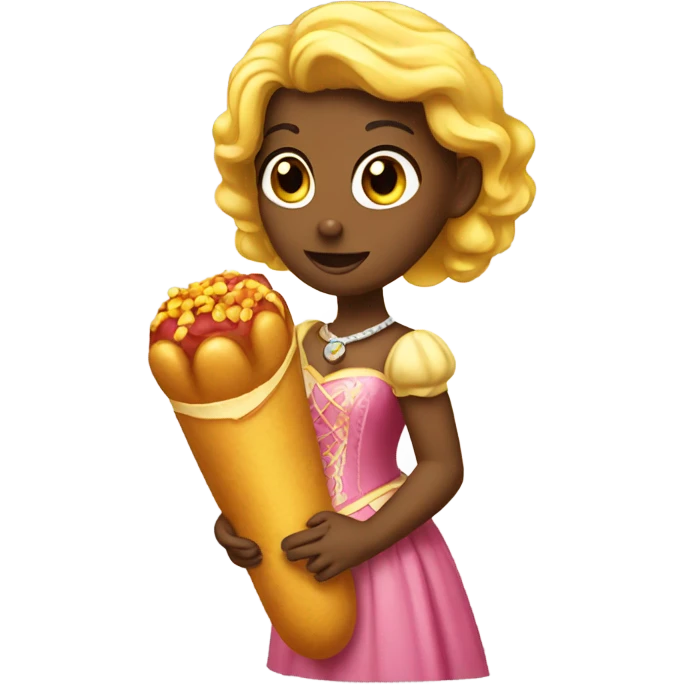 Princess eating a corn dog emoji