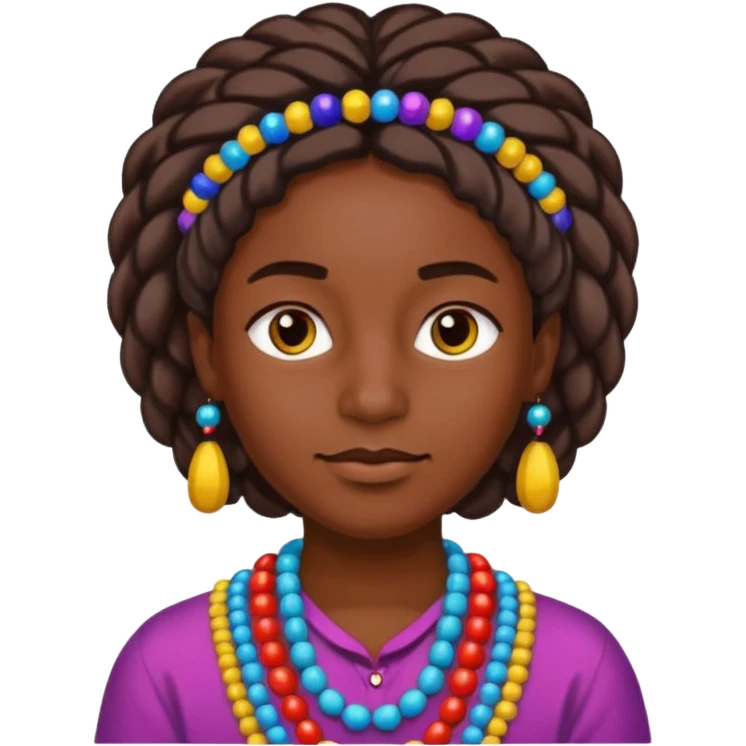 person with beads in hair and colorful style emoji