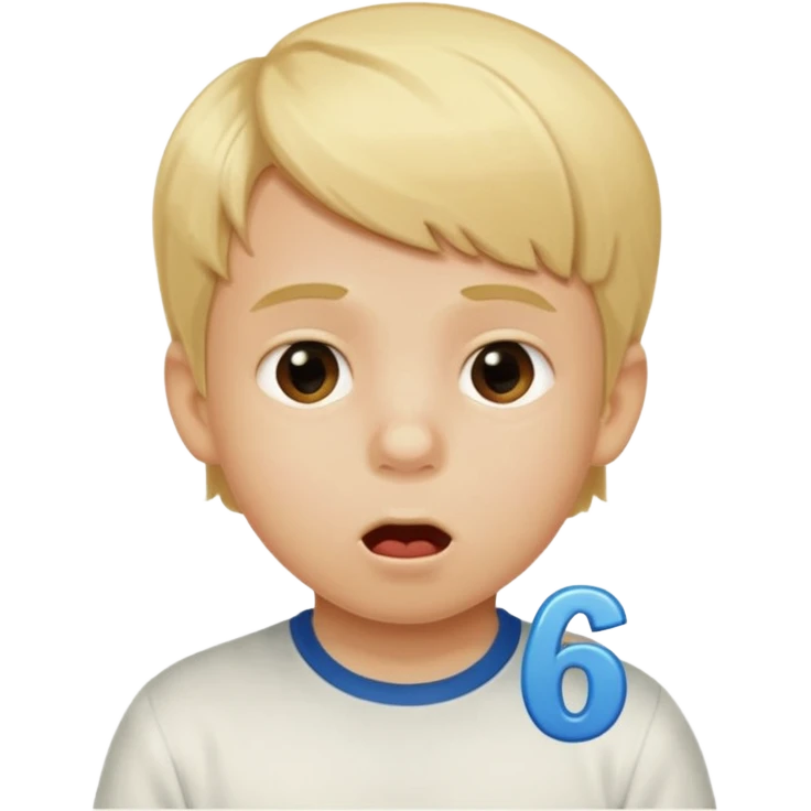 Blonde kid drooling with numbers 6 and 7 next to him  emoji