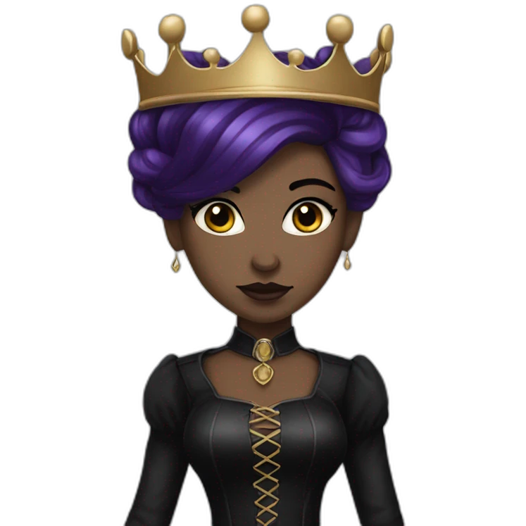 Queen gothic girl long dark black and purple hair emoji