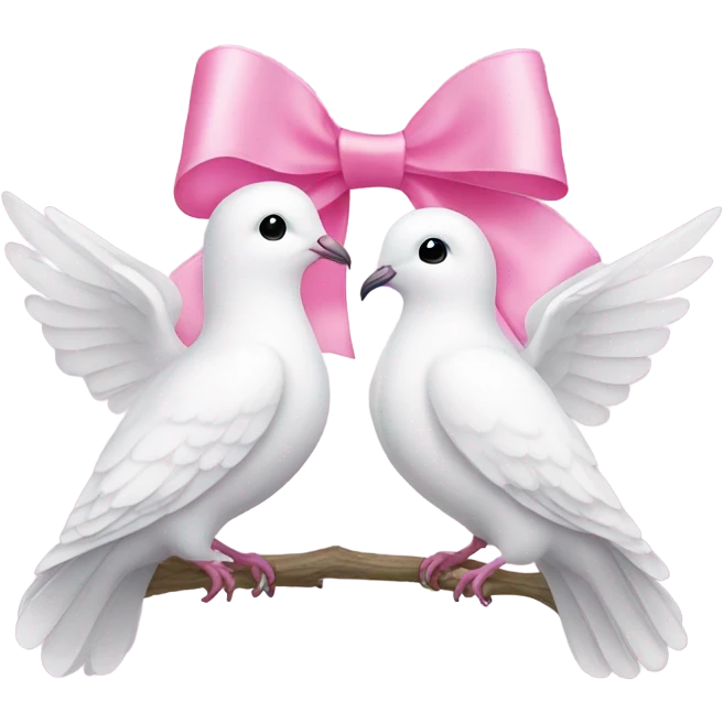 Two White doves with pink bows emoji