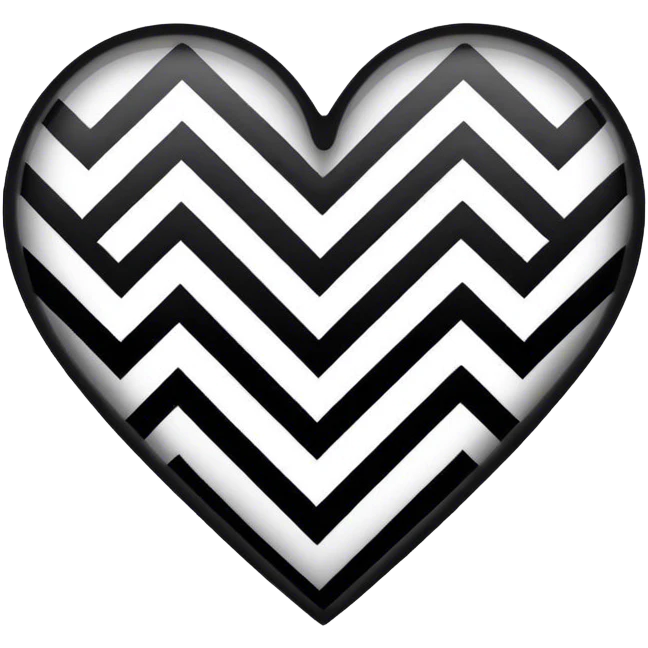 Black and white love heart zigzag together emoji