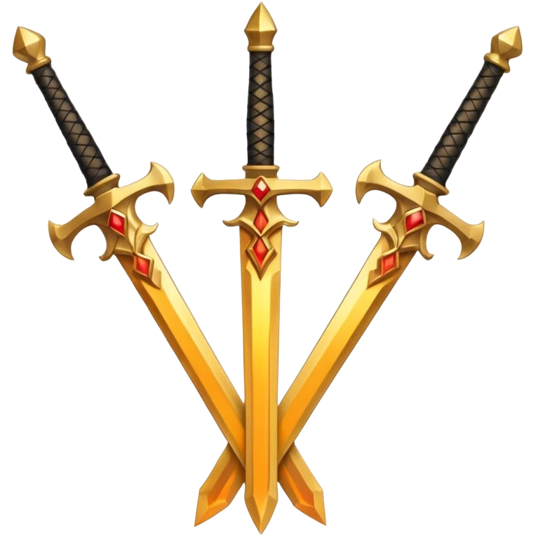Three fiery royal golden swords crossed emoji