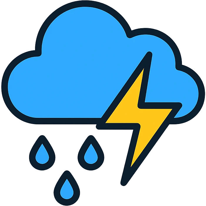 thunderstorm, color outline icon style emoji
