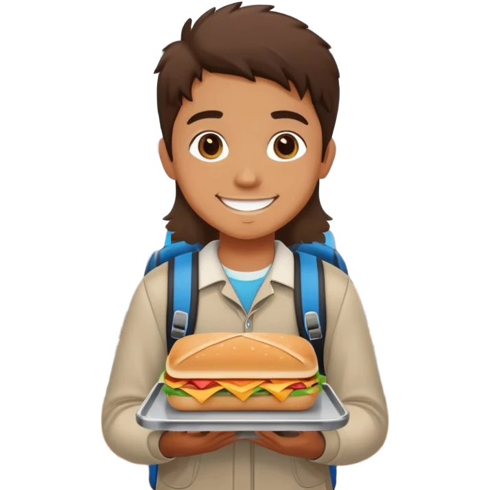 a student standing in front of a lunch counter emoji