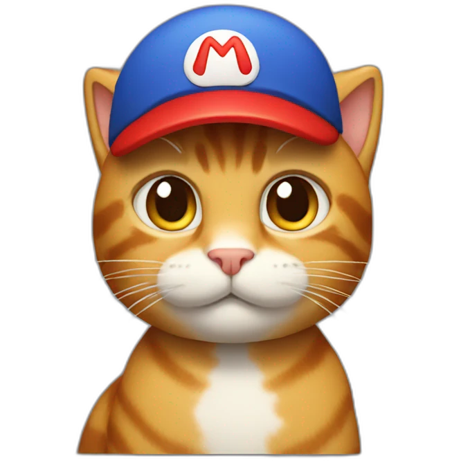 Cat with mario cap emoji