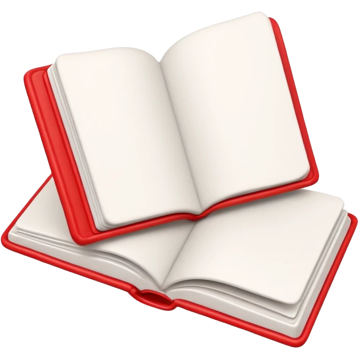 3D red open book made of plasticine with blank white pages emoji