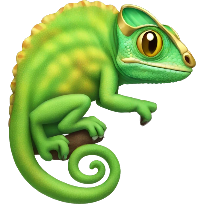 Chameleon wearing a gold chain necklace emoji