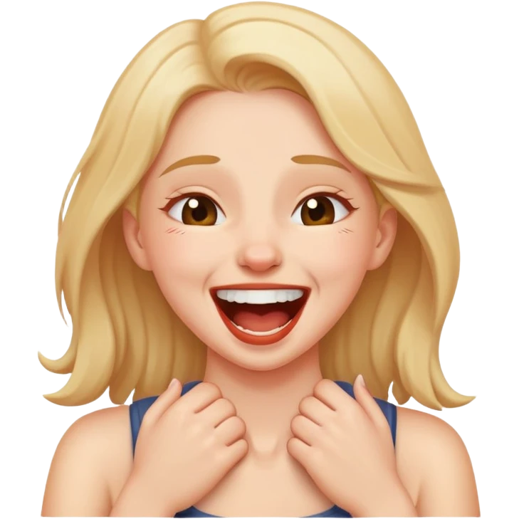 Girl with her hands on her neck choking herself laughing  emoji