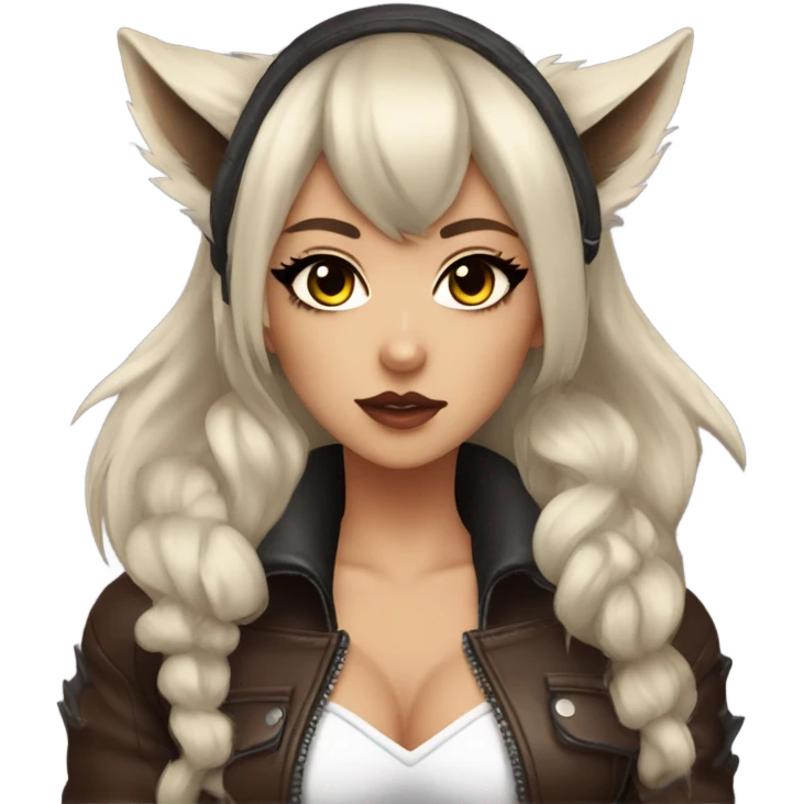 werewolf hime gyaru girl, wolf ears, leather coat emoji
