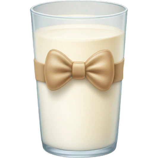 Glass of milk with a beige bow around it emoji
