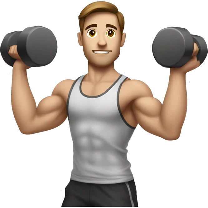 white nerd guy with brown hair doing weight training emoji