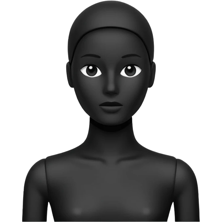 Minimalistic flat vector icon, iOS style, thin black contour on white background. Matte black mannequin in front of in 3D monochrome style. emoji