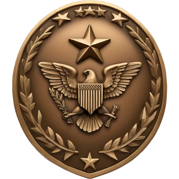 Bronze military badge with stars and an eagle emoji